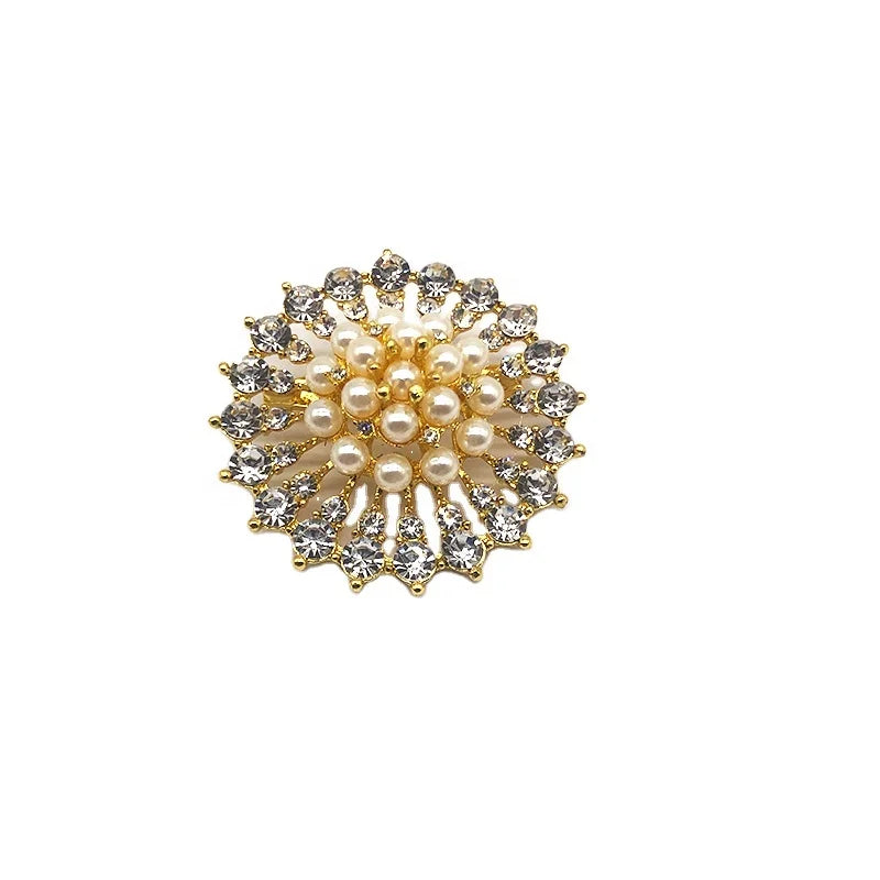 2025 Fashion Pearl Brooch Rhinestone Flower Brooch for Wedding Invitation
