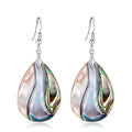 HOVANCI Genuine Abalone Shell Jewelry Teardrop Multicolor Abalone Paua Shell Dangle Earrings