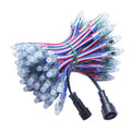 WS2811 12V Resistor Bullet Pixels with Black 18 Gauge Wires 4inch Apart with Xconnect Ends in Strings of 50 Pixels