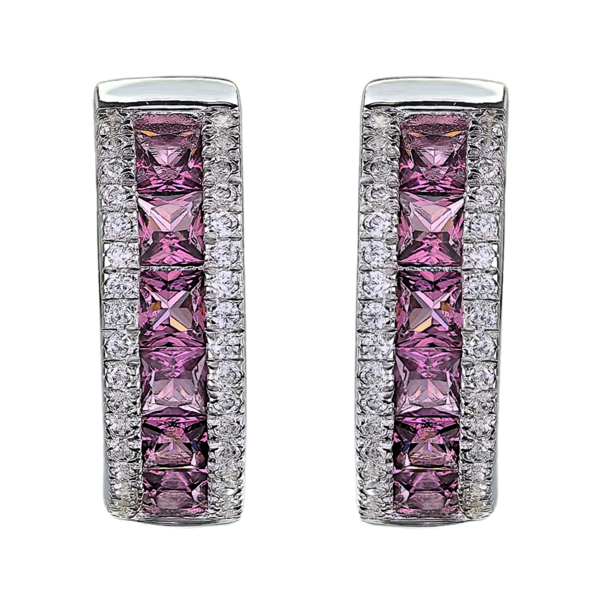 Dazzling Rhodium Plated Silver 925 Jewelry Natural Pyrope Hoop Earrings for Women Fine Jewelry Earrings