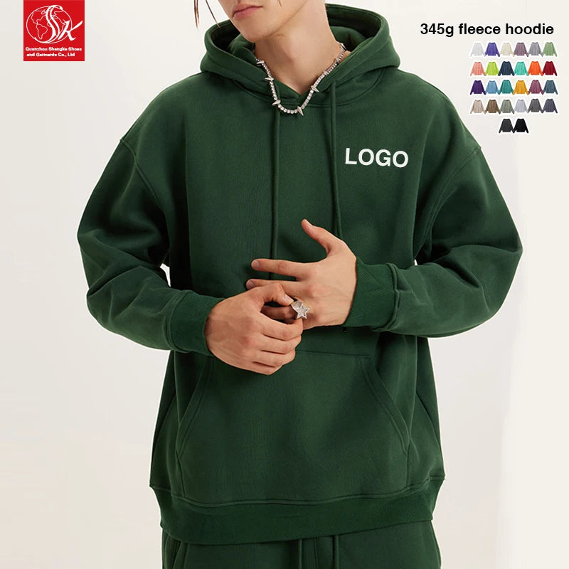SK Unisex Cropped Hoodie High Quality French Terry Oversized Thickened Lining Solid Pocket Custom Men Autumn