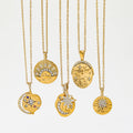 Fenny 18K Gold Plated No Fade Elegant Vintage Crescent Star Sun Burst Zirconia Pendant Stainless Steel Jewelry Wholesale