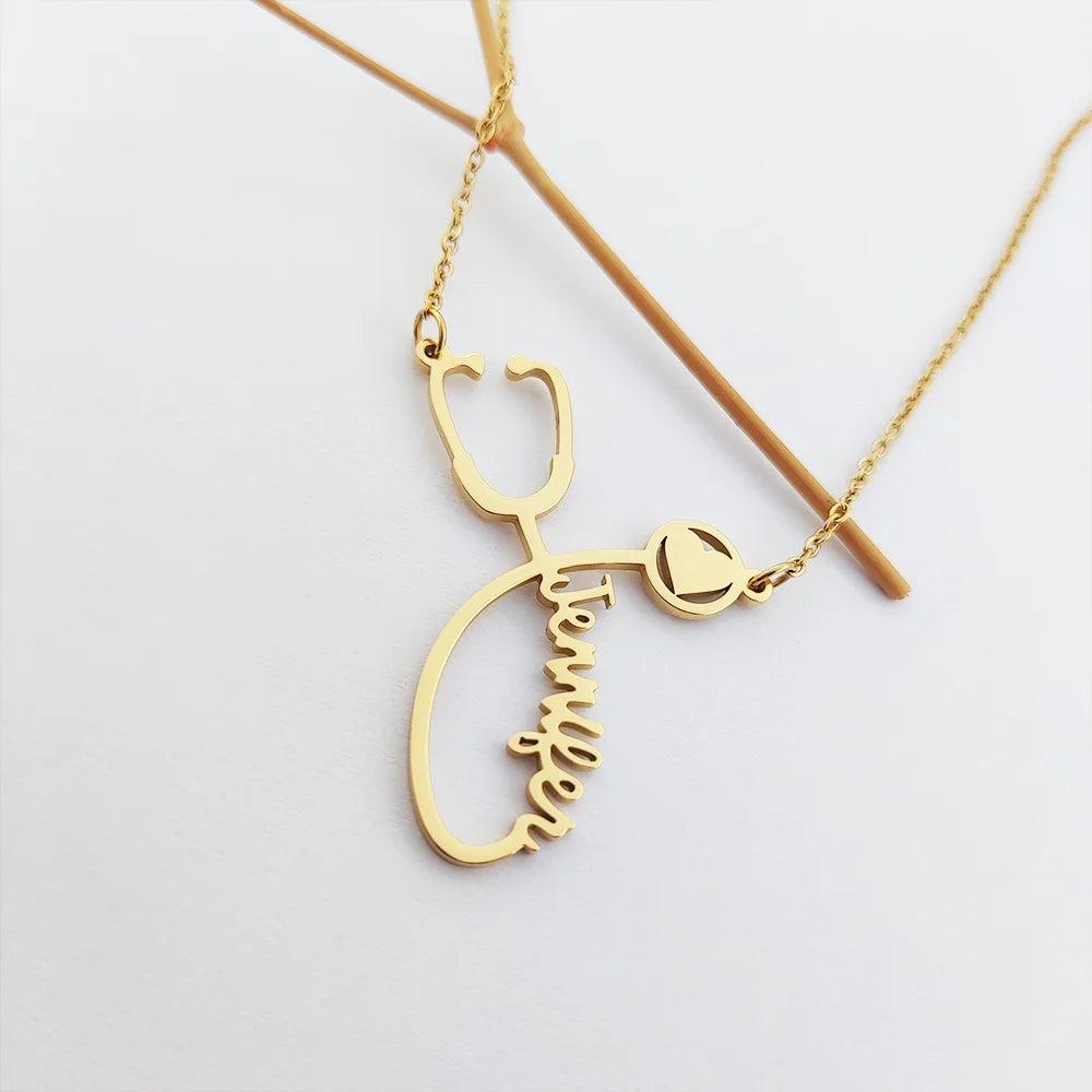 Lovely Tiny Stethoscope Necklace for Girls Kids Simple Auscultator Pendant Memory Jewelry Gift for Girlfriend Children Bijoux