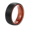 POYA 8mm Black Tungsten Wedding Band for Men Fashion Jewelry Ring with Wood Inside