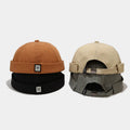 Korean Style Unisex M Badge Canvas Cotton Skull Brimless Hat Retro Yuppie Skull Cap Sailor Hat Hot Selling