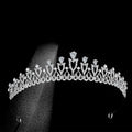 SLBRIDAL Alloy Rhinestone Crystal Cubic Zircon Bridal Tiara Princess Crown Wedding Hair Accessories Women Dress Prom Jewelry