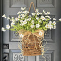 Cross-border Spring Flower Basket Fabric & Rattan Small Daisy Wreath 35x20cm Outdoor Basket Decoration