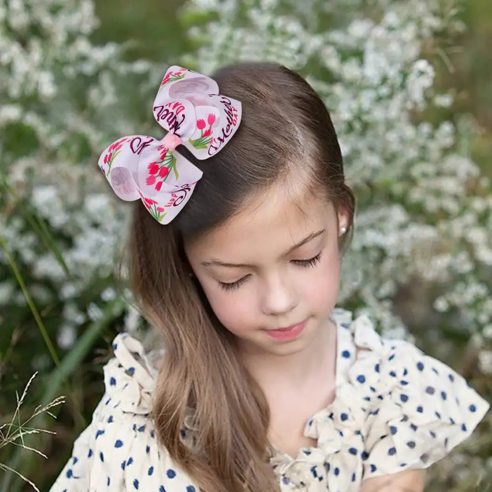 Cross Border New Bow Hairpin Love Pattern Headwear Mother's Day Girls Hairpin Headdress
