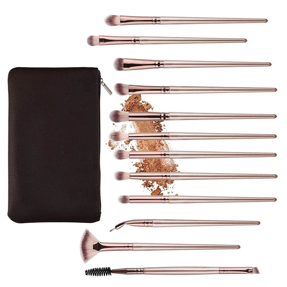 Professional 12 PCS Eye Makeup Brushes Set with Custom Logo Foundation Powder Eyeliner Concealer Brushes with Bag