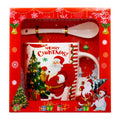 Christmas Mug Spoon Set Festival Design Holiday Ceramics Coffee Cup for Family Friends Merry Christmas Gifts Snowman Tree Print
