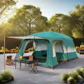 8-Person Luxury Outdoor Camping Tent for Families Waterproof Double-Layer Nylon Aluminum Poles Modern Style Glamping Large Size