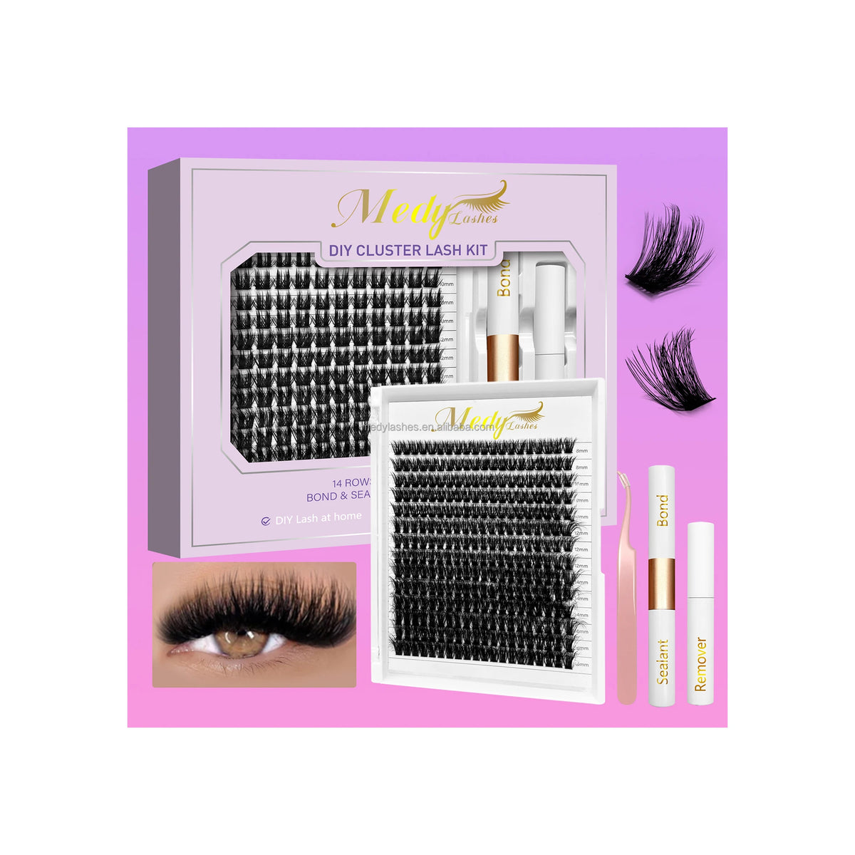 Hand Made 3D Fluffy Faux Mink Segmented Eyelashes DIY Cluster Lashes Wholesale Individual Lash Clusters Kit MegaBDM