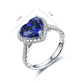 Hot Fashion Trend S925 Silver Romantic Heart Cut Lab Grown Sapphire Ring Valentine's Day Gift Silver Plated Jewelry