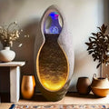 Hot Sale OEM Egg Shape Resin Water Fountain with Multicolor LED Light Indoor Waterfall Decor for Living Room Floor