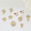 Cute Animal Shaped Brass Pave CZ 14K Gold Plated Bracelet Charms Pendant Bulk for Jewellery Making Accessories