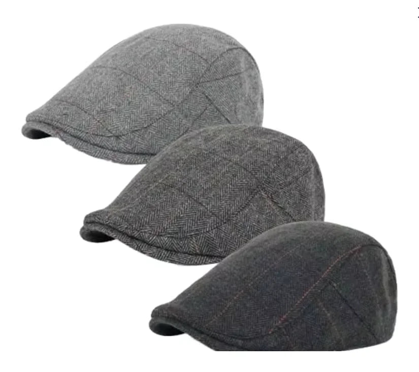 Ready to Ship Spring Summer Men's Grid Newsboy Gatsby Hat Vintage Beret Flat Ivy Cabbie Driving Hunting Cap French Hats for Men