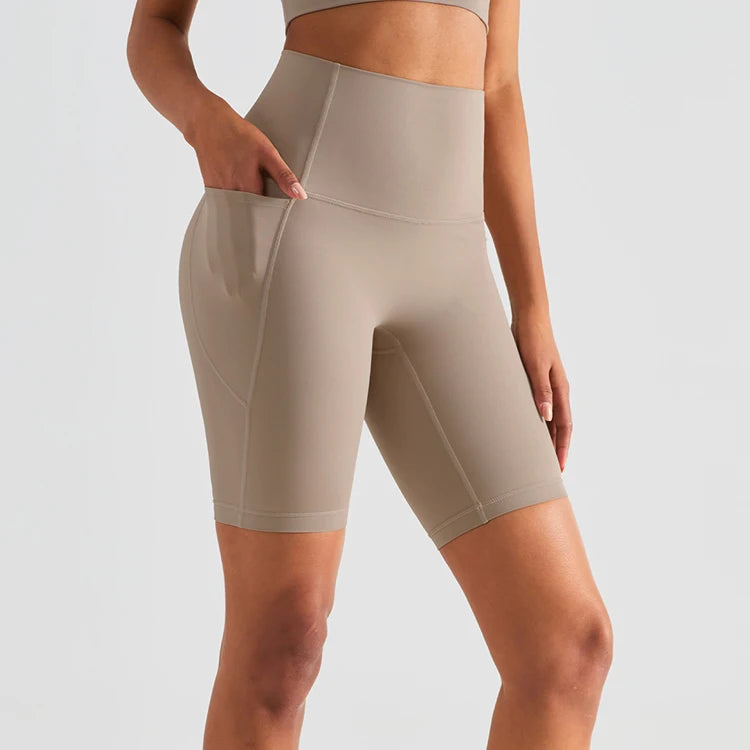 New High Waisted Yoga Biker Shorts Custom logo Women Yoga Biker Shorts With Pockets