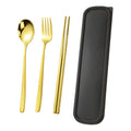 Portable Stainless Steel 304 Fork Spoon Chopsticks Cutlery Straw Set with Wheat Box