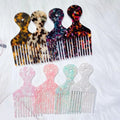 Custom Private Label Detangling Fork Brush Massage Acetic Hairbrush Hair Combs Pink Green Wide Tooth Cellulose Acetate Afro Comb