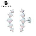 Best Selling Trendy 925 Sterling Silver Round Cut Curved Bar Opal Stud Earrings for Women Gift