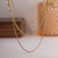 MICCI Wholesale INS Vintage Style 18K Gold Plated Link Chain Three Layer Stainless Steel Paper Clip Necklace