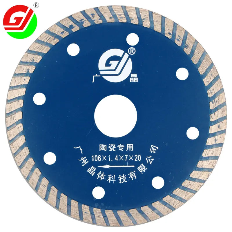 GJ 4-inch 106 mm Corrugated Turbine Saw Blade for Diamond Cutting of Porcelain Blade Ceramics Rock Slabs Granite Stone