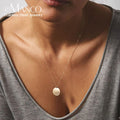 Women's Custom Round Stainless Steel Pendant Necklace Minimalist Sublimation Laser Engravable Jewelry for Weddings Engagements