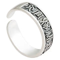 Chinese Lucky Money Rich Healthy Attract Open Ring Buddhism Jewelry Silver Plated Retro Tianguan Blessings Adjustable Rings