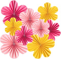 DAMAI 9PCS Paper Flowers Decorations for Wall Paper Fans Classroom Decoration Paper Floral Backdrop Decor