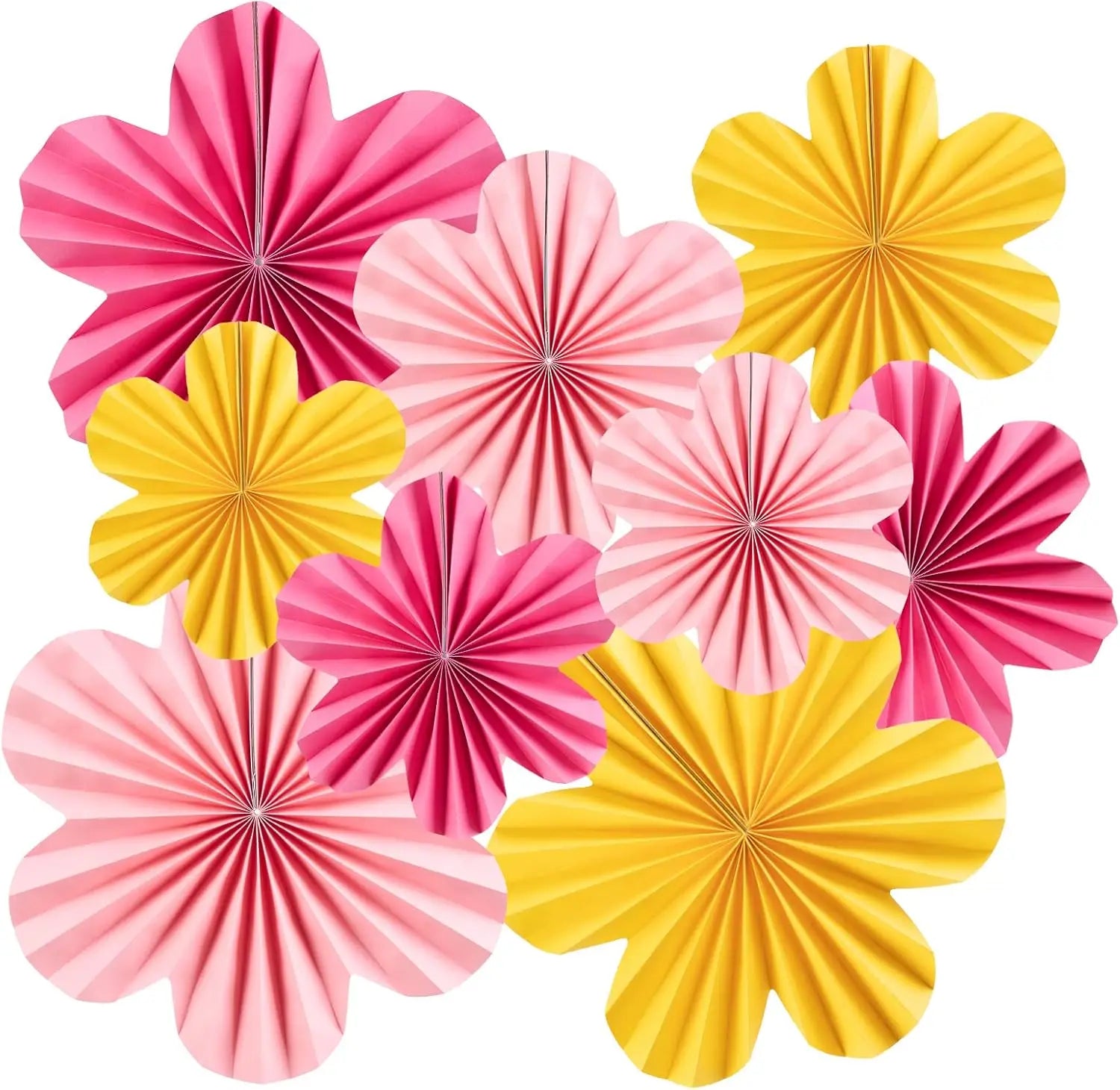DAMAI 9PCS Paper Flowers Decorations for Wall Paper Fans Classroom Decoration Paper Floral Backdrop Decor