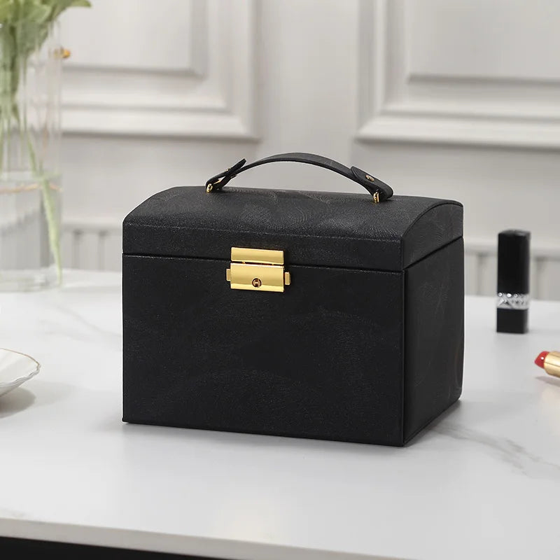 Wholesale Custom logo Luxury PU Leather Large Jewelry Drawer Box Organizer Mirror Big Ring Necklace Earring Jewellery Gift Case