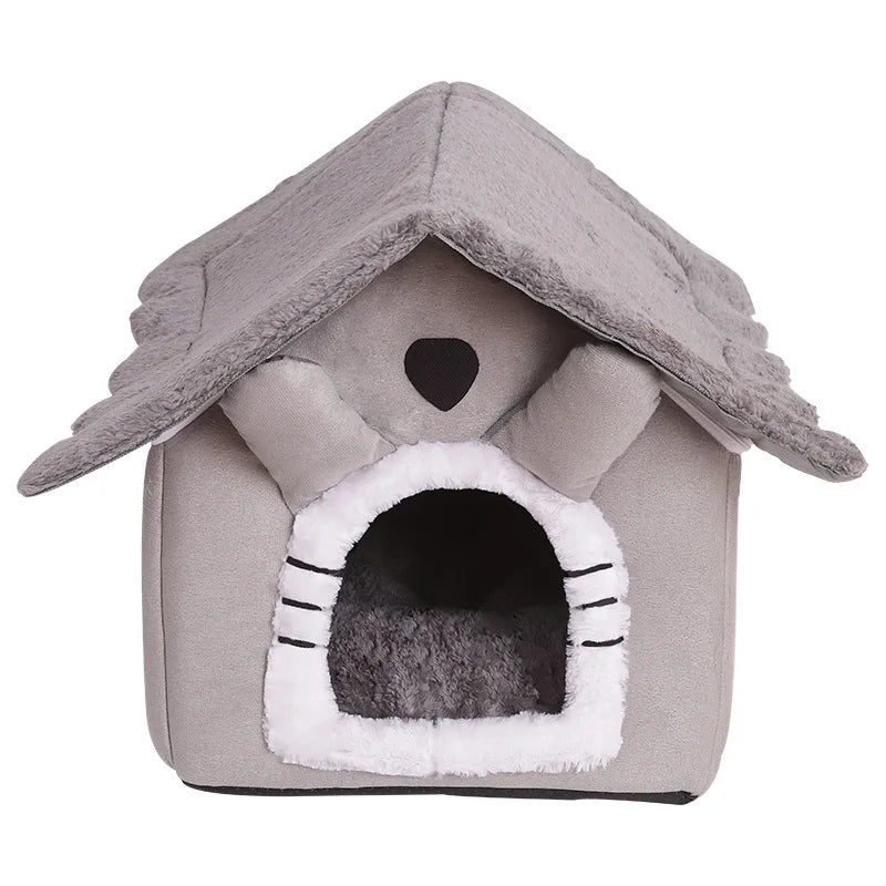 Semi-enclosed Cute Cat Dog House Pet Bed Kennel Soft Nest Puppy Kitten Tent Pet Supplies Warm Puppy Cat Bed Cave