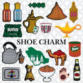 Wholesale Supplier Products Food Clogs Rubber Plastic Buckle Material Festive Arab Desert Travel Shoe Charm Set