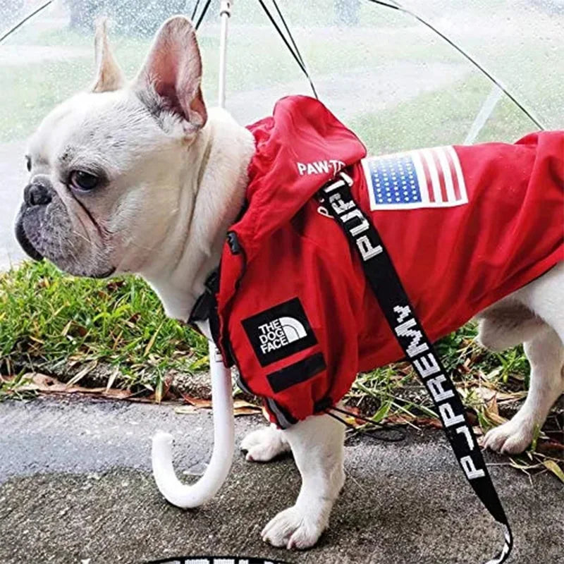 The Dog Face Raincoat Waterproof The Dog Face Jacket Hood Reflective Hooded Dog Raincoat Jumpsuit with Hoodie