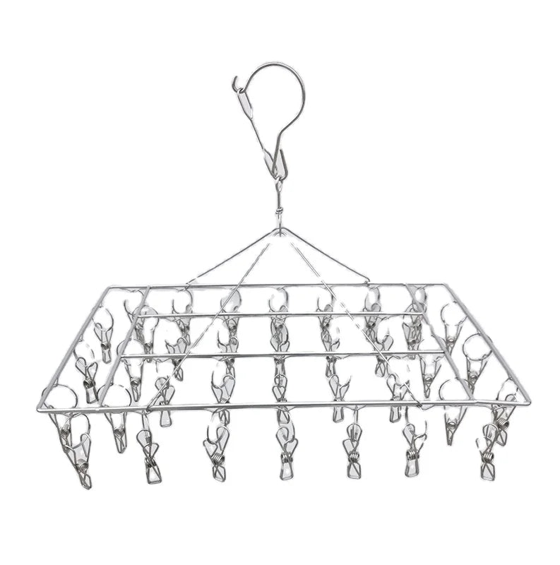 1Multifunction 4.0mm with 34 Pegs Clothes Stainless Steel Socks Hanger or Underwear Socks Clothing Stainless Steel Rack