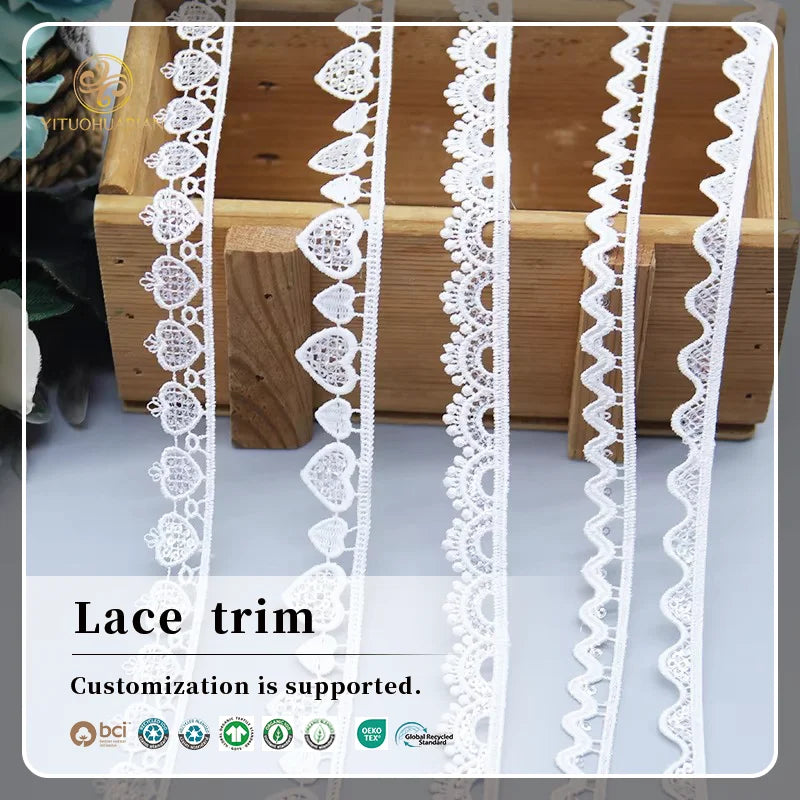 100% Polyester Dress Decoration Lace Fancy Water Soluble Lace Trim for Garment