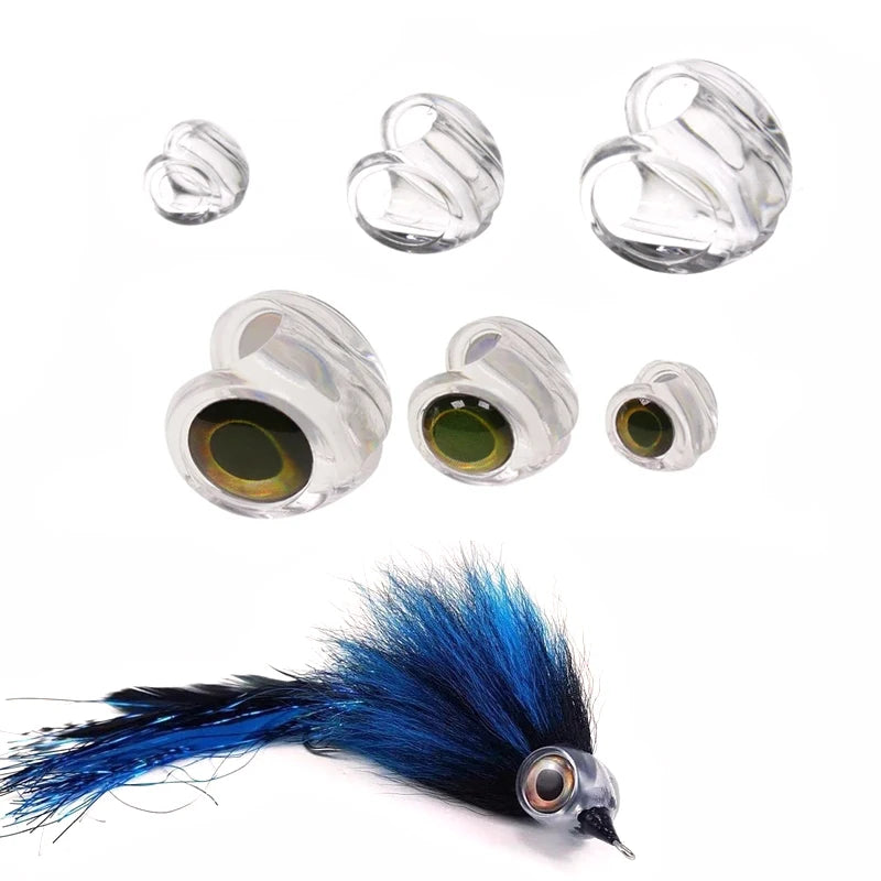 Clear Streamer Fly Tying Fish Head with 3D Fish Eyes Saltwater Suspending Bait Fish Tying Heads Replacement for UV Cure