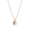 Light Luxury White Imitation Pearl Pendant Snake Bone Chains Neck Chains 18K Gold Plated Stainless Necklaces