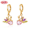 European American Fashion 18k Gold Plated Swan Colored Cubic Zirconia Necklace Jewelry Set for Wedding