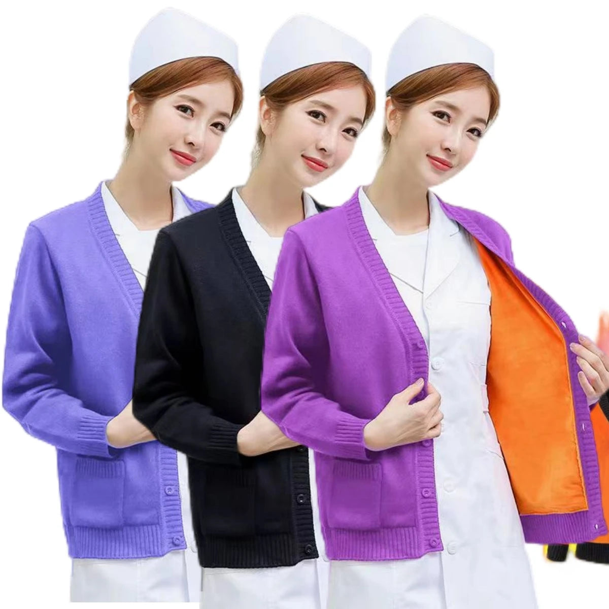 52002 Hot Sale Hospital Surgical Jackets for Female Long Sleeved Scrub Outerwear Clothes Nurse Cardigans Coats