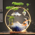 Creative Zen Smoke Sticks Holder Ceramic With Lamp Home Decor Led Light Backflow Waterfall Incense Burner