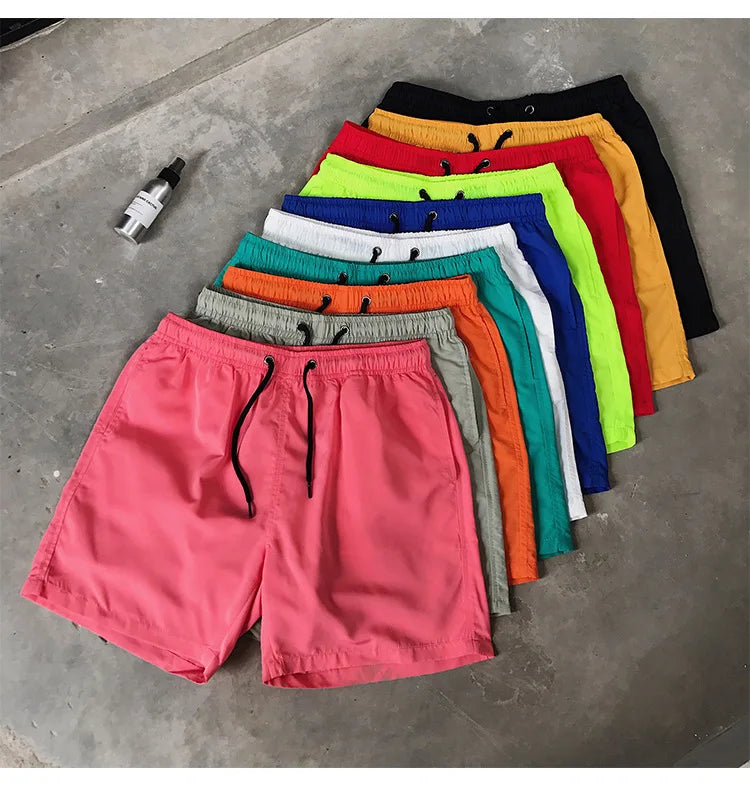 Wholesale 100% Polyester Woven Mid Waist Canvas Shorts Unisex Solid Breathable Quick Dry Casual Board Shorts with Custom Logos MegaBDM