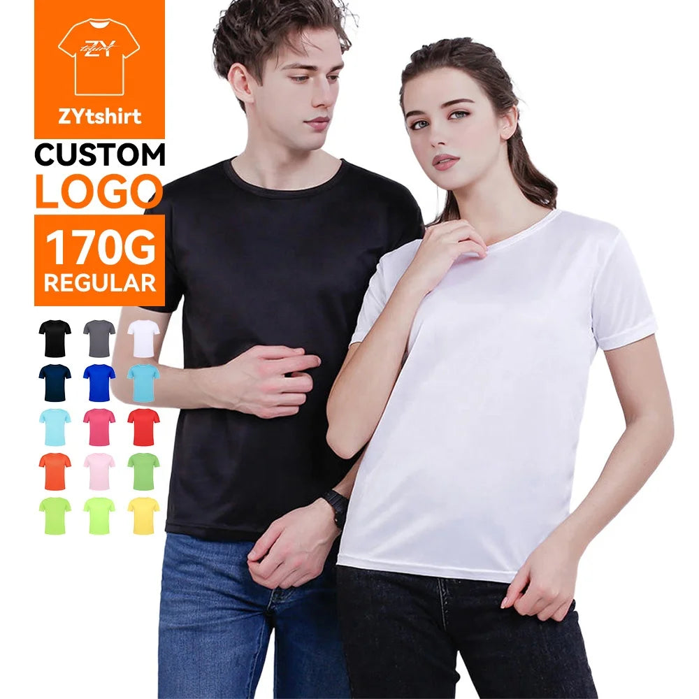 Wholesale 170GSM Polyester Mesh Custom Logo Printing T-Shirt Quick Dry Sportswear for Gym Active Wear
