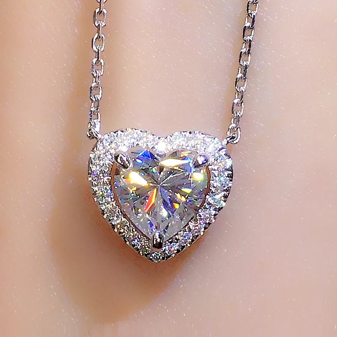 CAOSHI Trendy Jewelry Silver Plated Heart Cut Crystal Pendant Choker Wedding Bridal Necklaces for Women