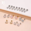 HOVANCI Stainless Steel Rose Flower Stud Earrings with Crystal Rhinestone Silver/Gold Plated Cute Style for Ear Piercing