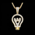 18K Gold Plated Brass Pendant Light Bulb Shape Bling Cubic Zirconia Streetwear Jewelry