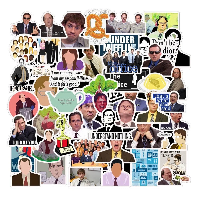 50Pcs the Office TV Movies Films Sticker Waterproof Laptop Skateboard Luggage Custom Cartoon Printing Stickers