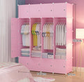Modern Pink Plastic Lockable Modular Wardrobe Easy-to-Assemble Portable Closet Cabinet for Home Bedroom and Living Room