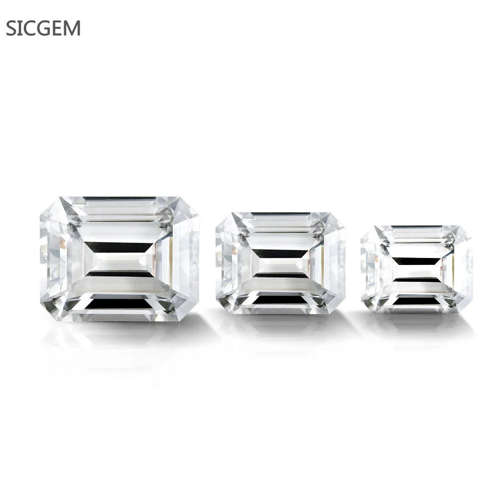 SICGEM Wholesale Emerald Cut Moissanite Diamonds Gemstone 1Ct-5Ct Loose Stone