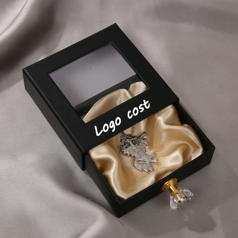 Custom Logo Luxury Slide Drawer Ring Necklace Bangle Wedding Gift Packaging New Style Jewelry Box with Handle